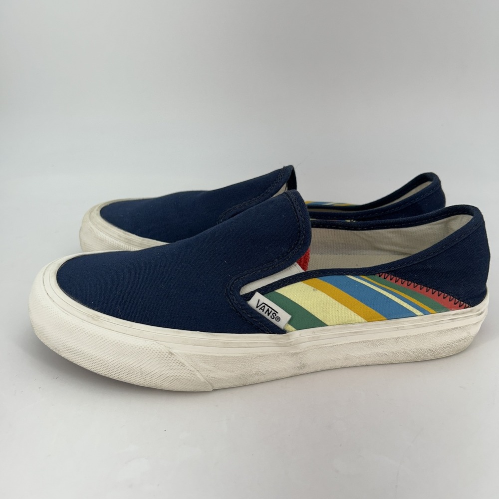 Vans Shoes Womens Size 7 Classic Slip-On Rainbow Stripe Canvas Skate 500714 - Picture 2 of 10